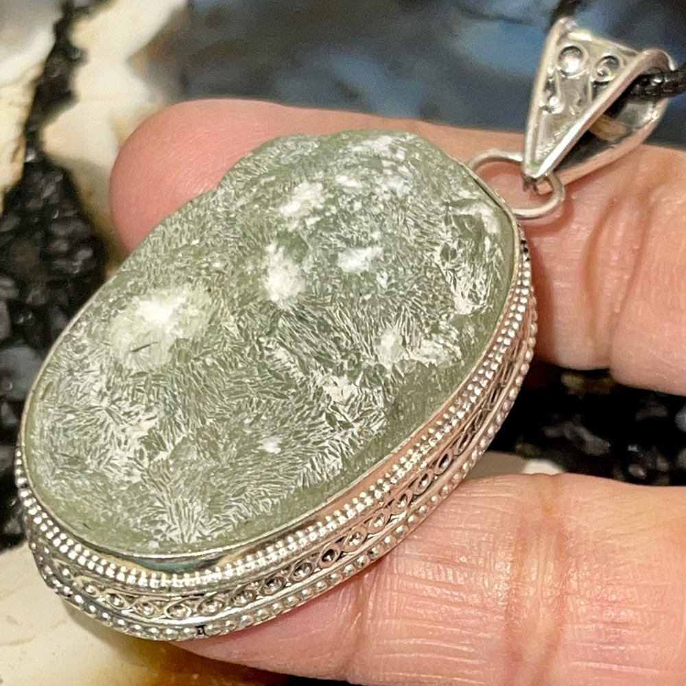 Rough Prehnite Pendant 2 1/4”